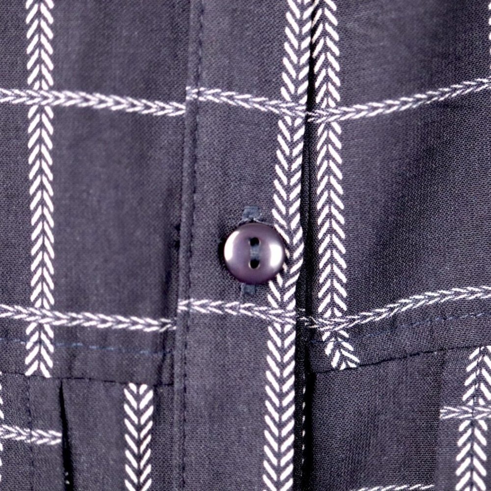 Monteau Los Angeles Navy Blue White Grid Button Front Shirt Dress Small - Picture 5 of 7